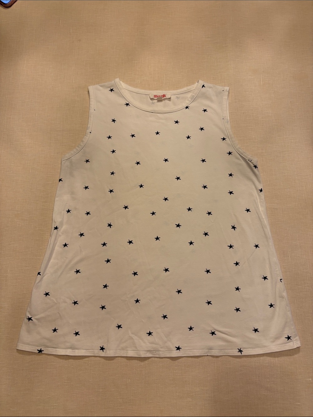 Mazik white Tank Top with Navy Star Print